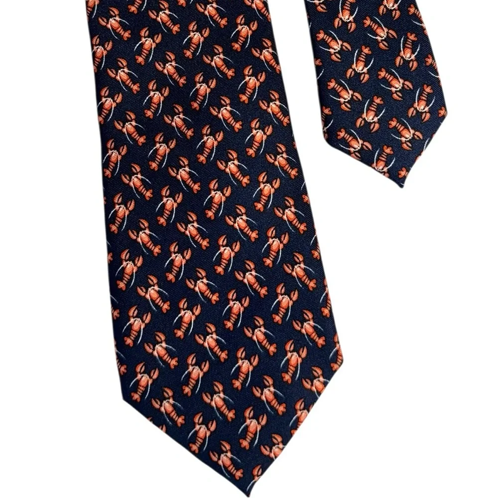 Mens Lobster Tie Coastal Nautical Silk Beach Vacation Novelty